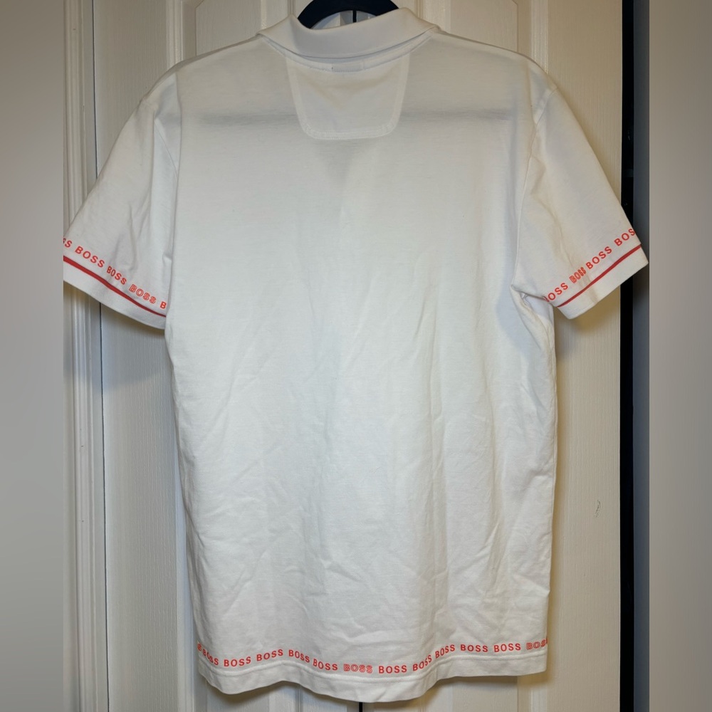 BOSS - White and Orange Polo Shirt for Men in Size L - Picture 3 of 10
